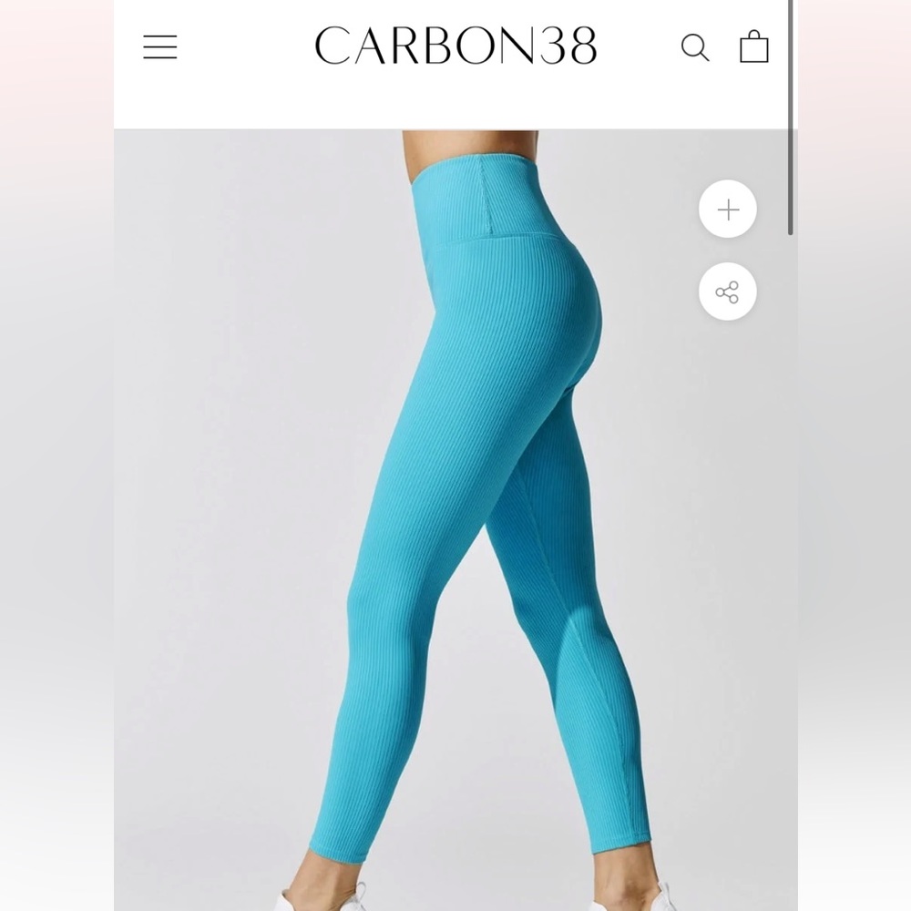 CARBON38 Aqua blue ribbed work out set — leggings - small, camisole/bra - small